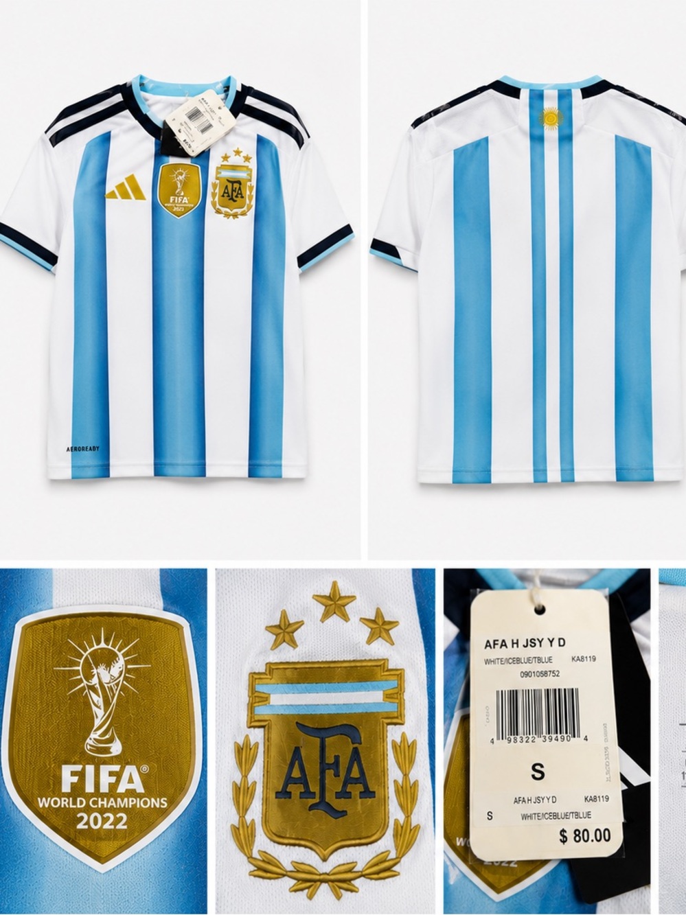 Adidas Argentina Home Jersey FIFA World Champions NWT